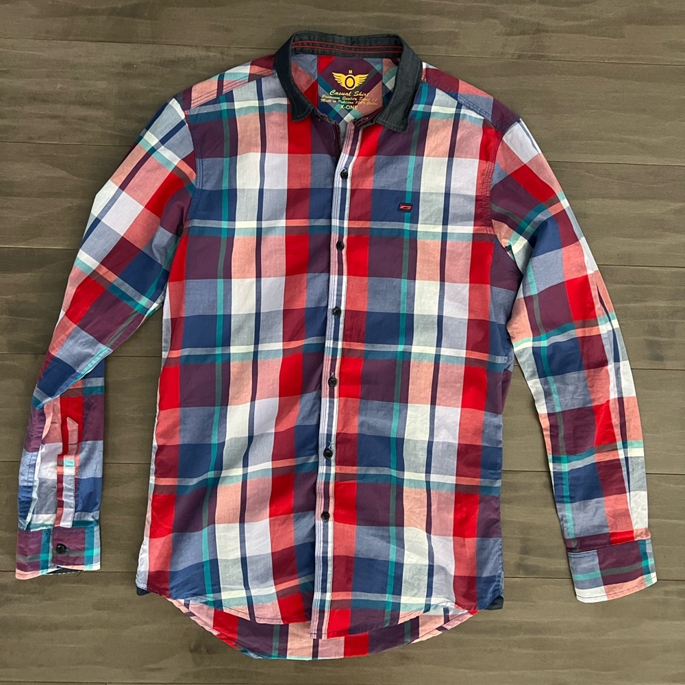 X-One Multicolor Casual Plaid Button Down Shirt